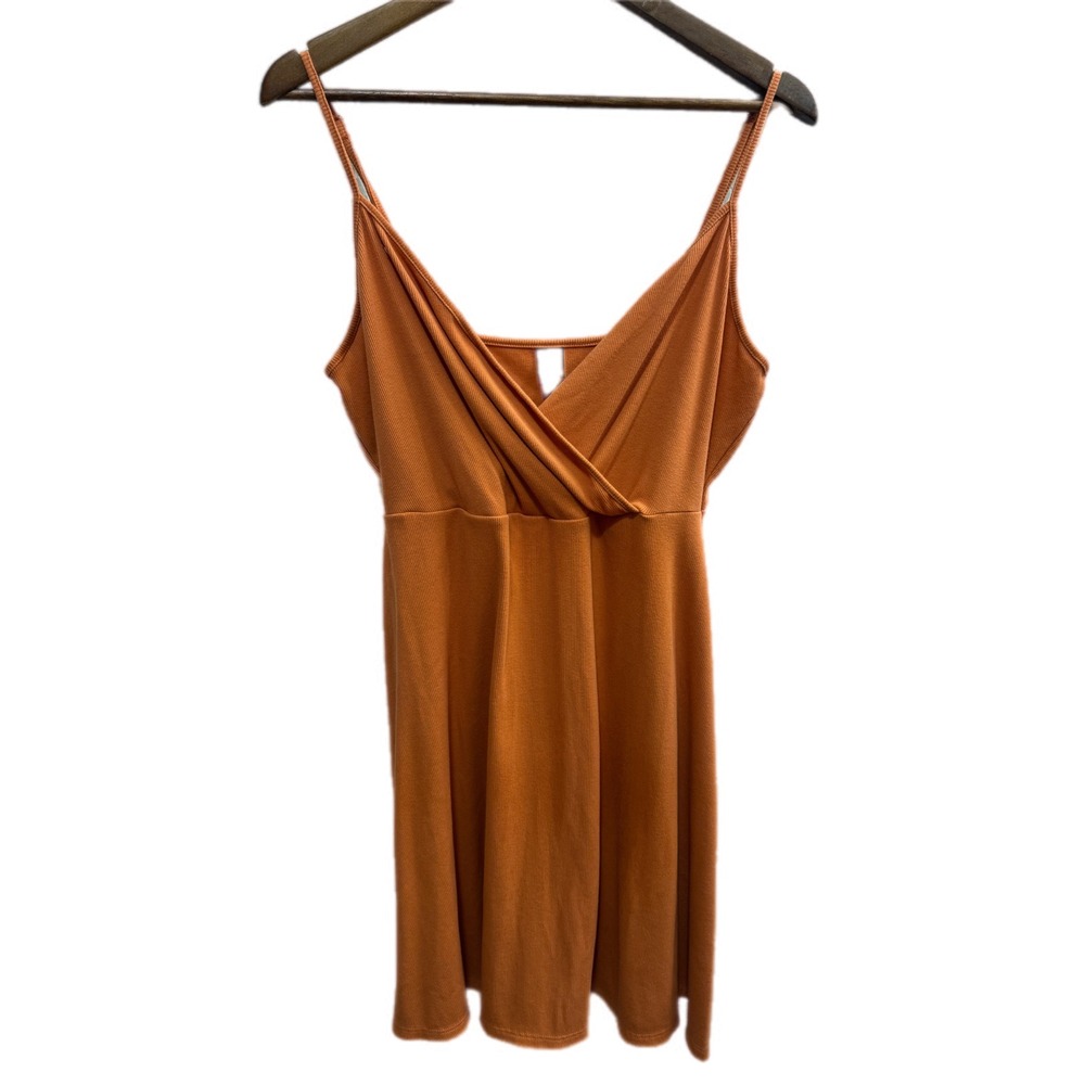 Wild Fable Mini Dress Womens XXL Orange Excellent Ribbed Surplice V-Neck Strappy